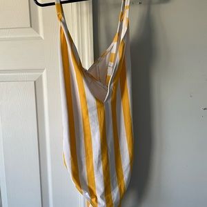 Forever 21 Yellow and White Striped one piece bathing suit size 2X